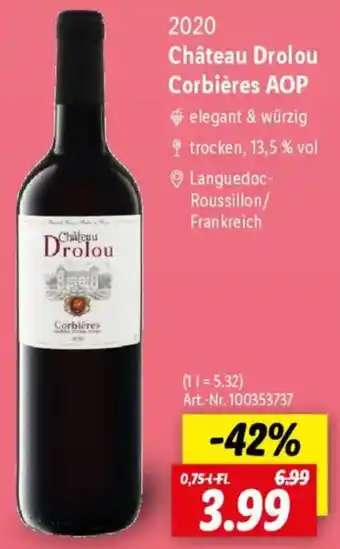 Lidl Château Drolou Corbières AOP Angebot