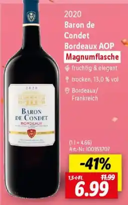 Lidl Baron de Condet Bordeaux AOP Magnumflasche Angebot