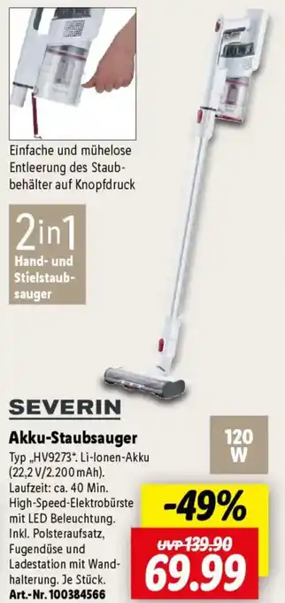 Lidl SEVERIN Akku-Staubsauger Angebot