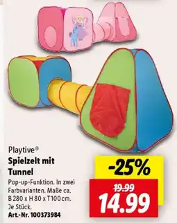 Lidl Playtive Spielzelt mit Tunnel Angebot