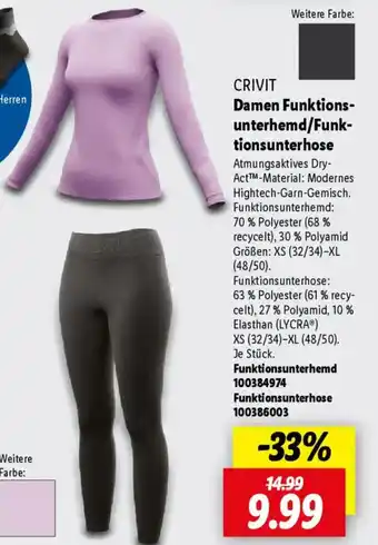 Lidl CRIVIT Damen Funktions- unterhemd/Funk- tionsunterhose Angebot