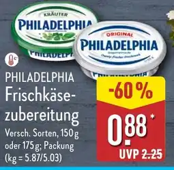 Aldi Nord PHILADELPHIA Frischkäse- zubereitung Angebot