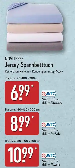 Aldi Nord NOVITESSE Jersey-Spannbetttuch Angebot