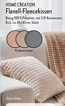 Aldi Nord HOME CREATION Flanell-Fleecekissen Angebot