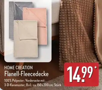 Aldi Nord HOME CREATION Flanell-Fleecedecke Angebot