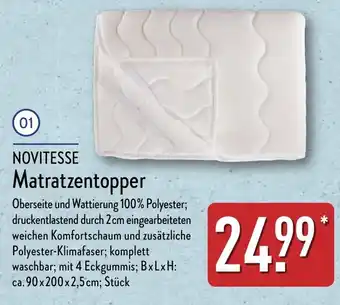 Aldi Nord NOVITESSE Matratzentopper Angebot