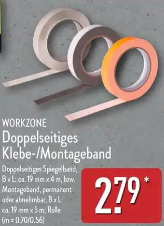 Aldi Nord WORKZONE Doppelseitiges Klebe-/Montageband Angebot