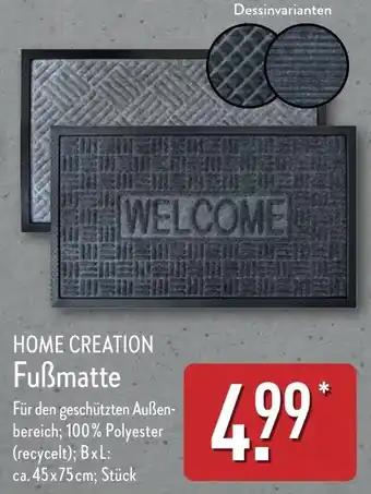 Aldi Nord HOME CREATION Fußmatte Angebot