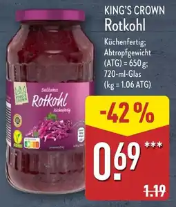 Aldi Nord KING'S CROWN Rotkohl Angebot