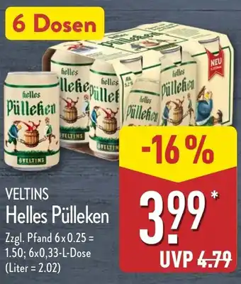 Aldi Nord VELTINS Helles Pülleken Angebot