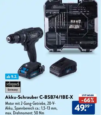 Aldi Nord scheppach Akku-Schrauber C-BSB74/1BE-X Angebot