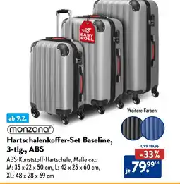 Aldi Nord monzana Hartschalenkoffer-Set Baseline, 3-tlg., ABS Angebot