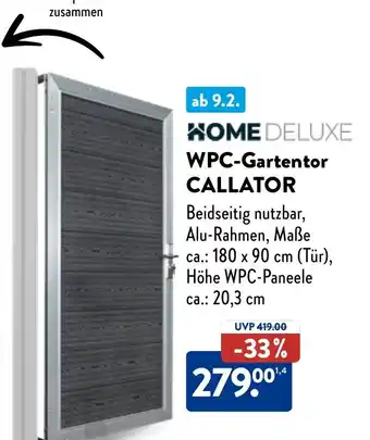 Aldi Nord HOME DELUXE WPC-Gartentor CALLATOR Angebot