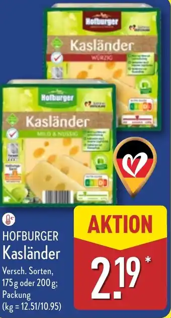 Aldi Nord HOFBURGER Kasländer Angebot