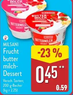 Aldi Nord MILSANI Frucht butter milch- Dessert Angebot