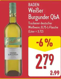 Aldi Nord BADEN Weißer Burgunder QbA Angebot