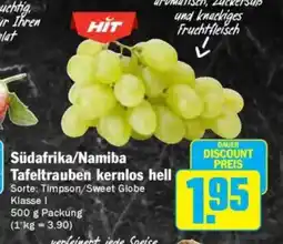 Hit Südafrika/Namiba Tafeltrauben kernlos hell Angebot