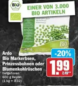 Hit Ardo Bio Markerbsen, Prinzessbohnen oder Blumenkohlröschen Angebot