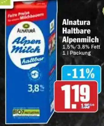 Hit Alnatura Haltbare Alpenmilch Angebot