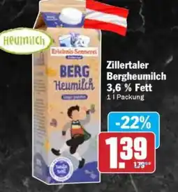 Hit Zillertaler Bergheumilch 3,6% Fett Angebot