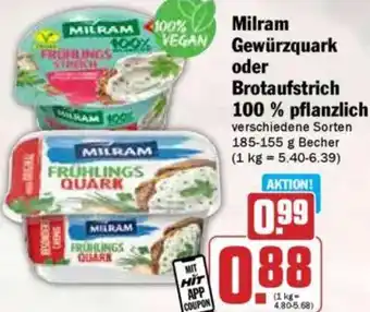 Hit Milram Gewürzquark oder Brotaufstrich 100% pflanzlich Angebot