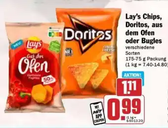 Hit Lay's Chips, Doritos, aus dem Ofen oder Bugles Angebot