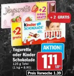 Hit Yogurette oder Kinder Schokolade Angebot