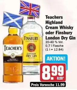 Hit Teachers Highland Cream Whisky oder Finsbury London Dry Gin Angebot