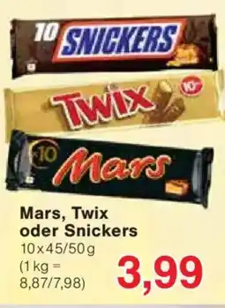 Jawoll Mars, Twix oder Snickers Angebot