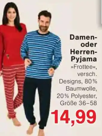 Jawoll Damen- oder Herren- Pyjama Angebot