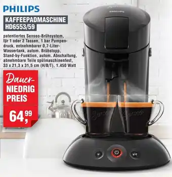 Handelshof PHILIPS Kaffeepadmaschine HD6553/59 Angebot