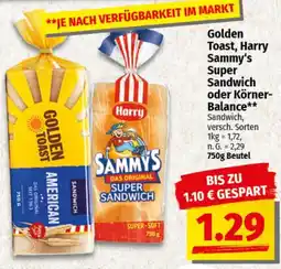 nah & gut Golden Toast, Harry Sammy's Super Sandwich oder Körner-Balance Angebot