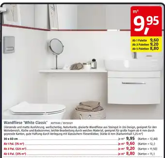 Bauhaus Wandfliese 'white classic' Angebot