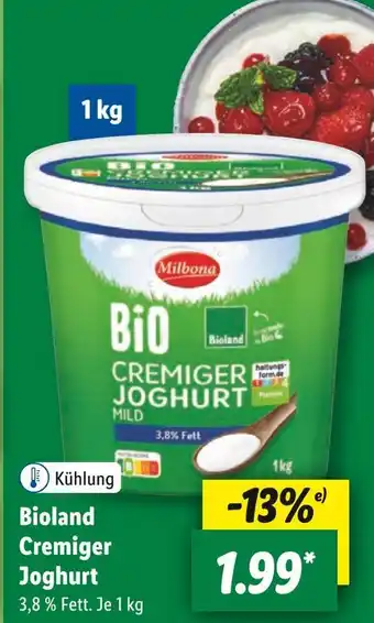 Lidl Milbona bioland cremiger joghurt Angebot