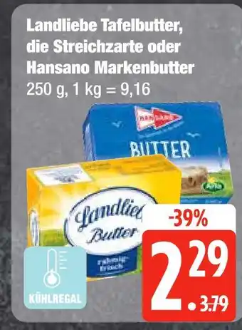 Edeka Landliebe tafelbutter, die streichzarte oder hansano markenbutter Angebot