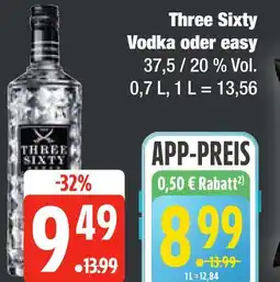 Edeka Three sixty vodka oder easy Angebot