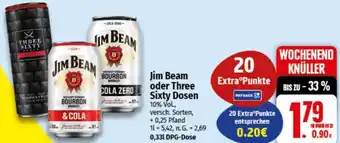 nah & gut Jim Beam oder Three Sixty Dosen Angebot