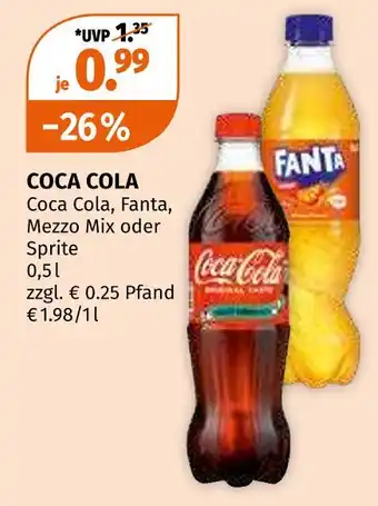 Müller Coca cola, fanta, mezzo mix oder sprite Angebot