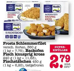 E-Center Frosta schlemmerfilet oder backofen fisch knusprig kross oder fischstäbchen Angebot