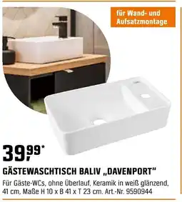 OBI GÄSTEWASCHTISCH BALIV,,DAVENPORT" Angebot