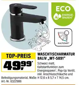 OBI WASCHTISCHARMATUR BALIV,,WT-5891" Angebot