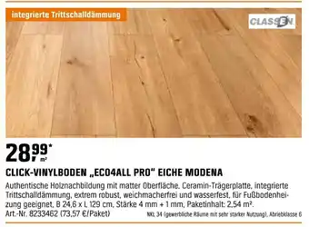 OBI CLASSEN CLICK-VINYLBODEN,,ECO4ALL PRO" EICHE MODENA Angebot