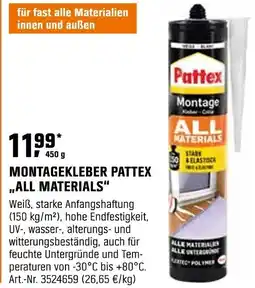 OBI MONTAGEKLEBER PATTEX ,,ALL MATERIALS" Angebot