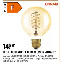 OBI LED-LEUCHTMITTEL OSRAM „,1906 VINTAGE" Angebot