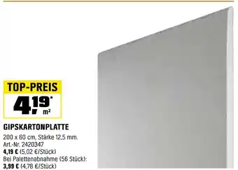 OBI GIPSKARTONPLATTE Angebot