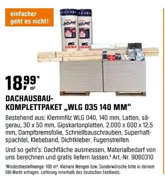 OBI URSA HOME DACHAUSBAU- KOMPLETTPAKET,,WLG 035 140 MM" Angebot