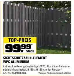 OBI SICHTSCHUTZZAUN-ELEMENT WPC ALUMINIUM Angebot