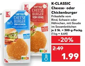 Kaufland K-CLASSIC Cheese- oder Chickenburger Angebot