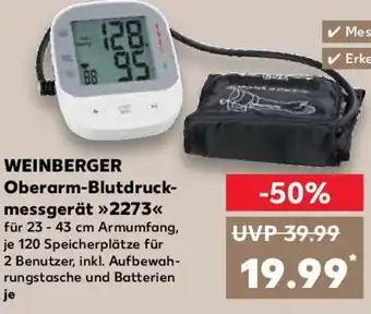 Kaufland WEINBERGER Oberarm-Blutdruck- messgerät 2273 Angebot