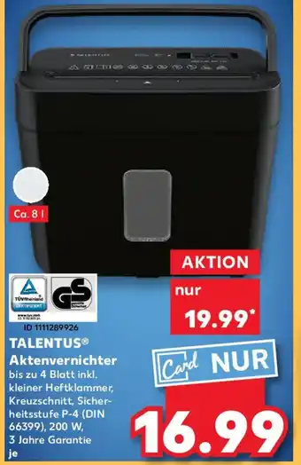 Kaufland TALENTUS Aktenvernichter Angebot